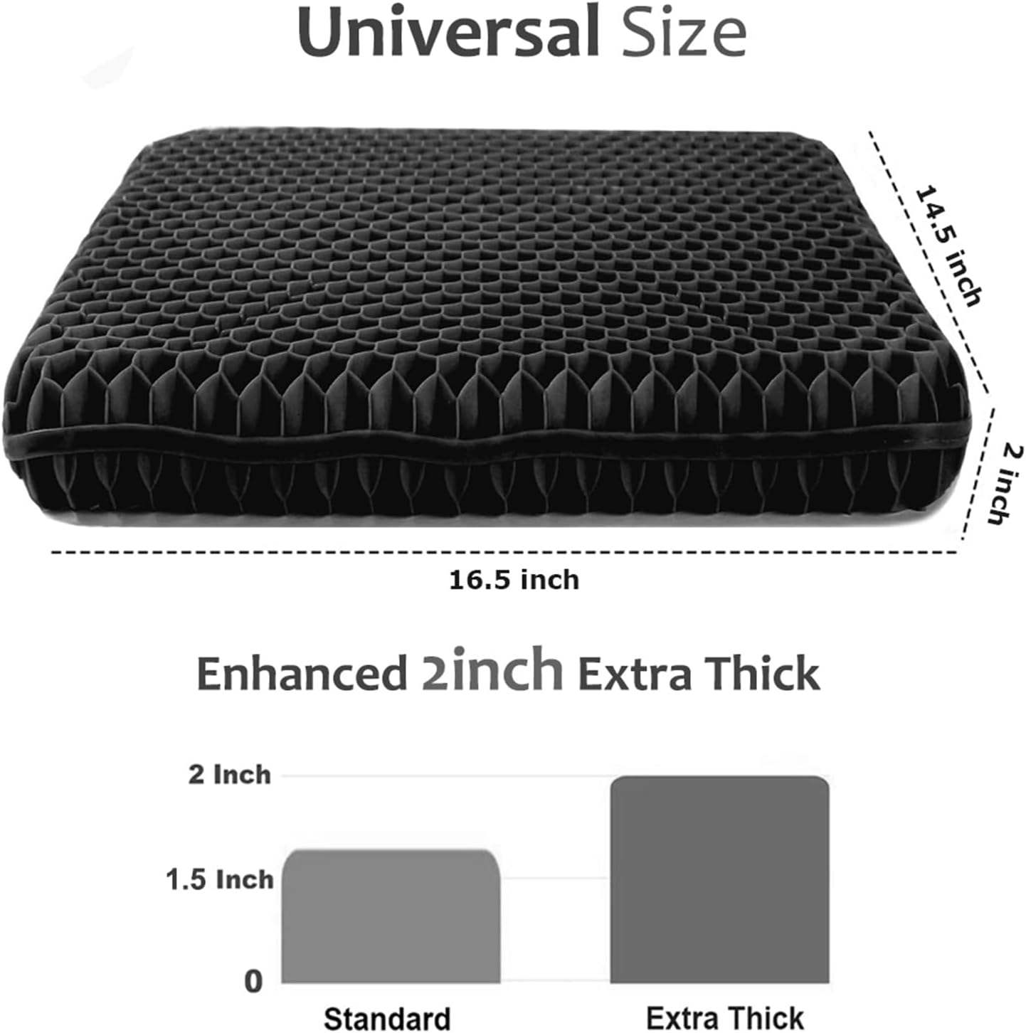 Helishy Gel Seat Cushion for Long Sitting, Extra Thick Gel Cushion for Wheelchair Soft Chair Pads for Office Home Chairs Car Seats Long Tri…