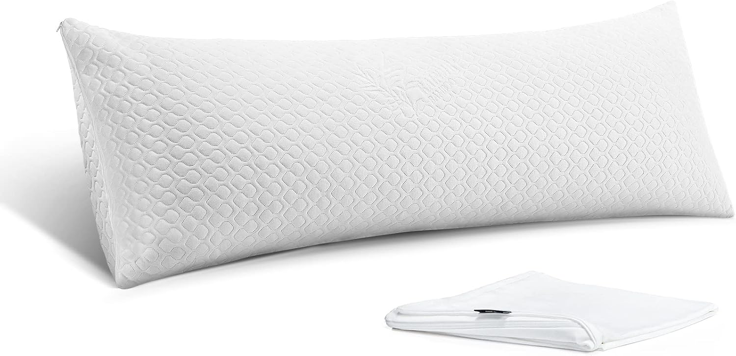RainmrBedding Rainmr Extra Firm Body Pillow 1.5cm Cubies Memory Foam – & Sleeping & Supportive – with Cooling Cover Hug Pillows 20 x 54 inc…