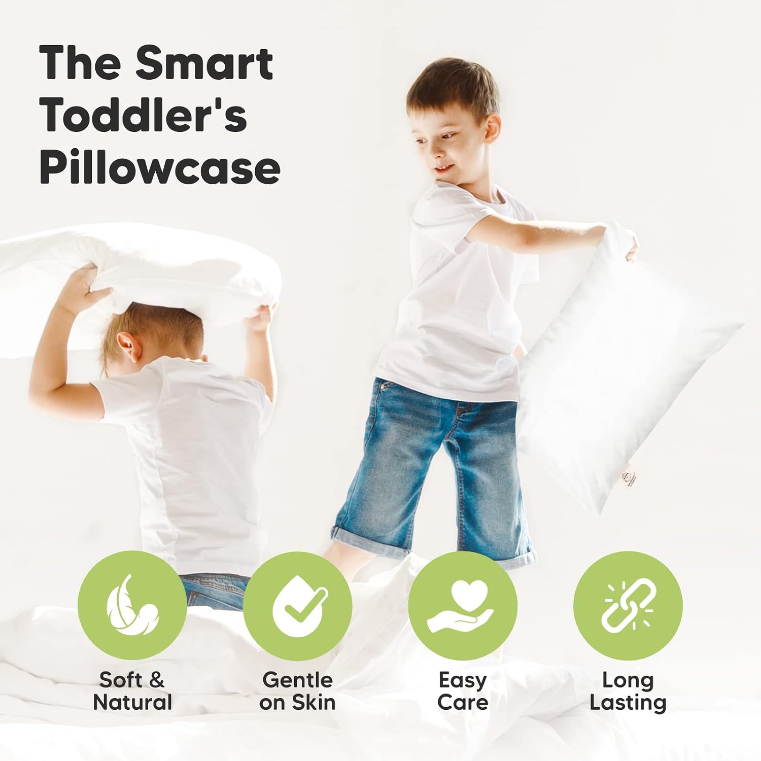 KeaBabies Toddler Pillowcase 13"x18" - Organic Cotton Toddler Pillowcase for Kids, Boys, Girls, Soft & Durable Cotton Cover for Miniature…