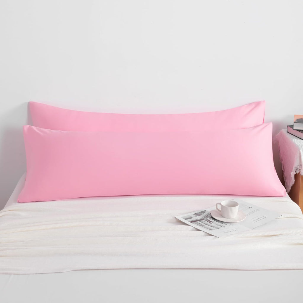 Ntbay Body Pillow Cases Set of 2, 2 Pack Brushed Microfiber 20x54 Pillow Cases, Soft, Wrinkle, Fade, Stain Resistant Pink Pillow Cases with…