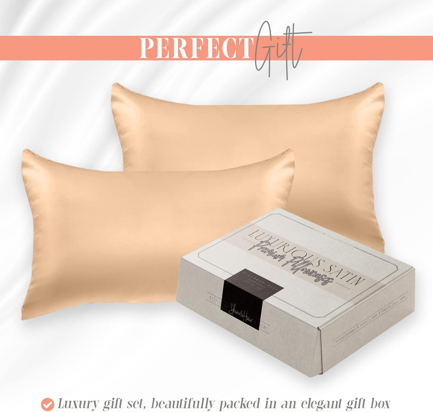 Elegantcomfort Elegant Comfort Silky and Luxurious 2-Piece Satin Pillowcase Set for Healthier Skin and Hair, Hidden Zipper Closure and Beau…