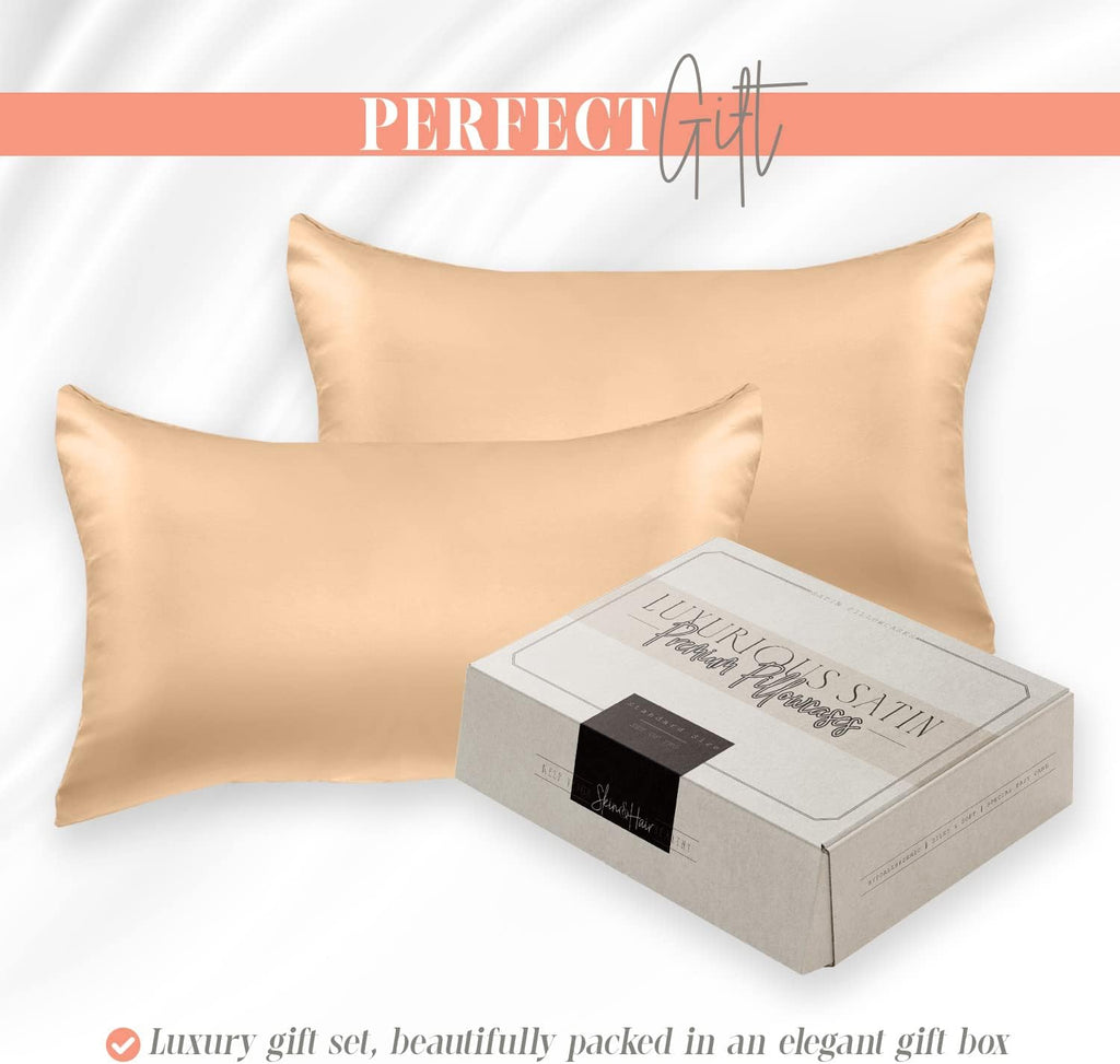 Elegantcomfort Elegant Comfort Silky and Luxurious 2-Piece Satin Pillowcase Set for Healthier Skin and Hair, Hidden Zipper Closure and Beau…