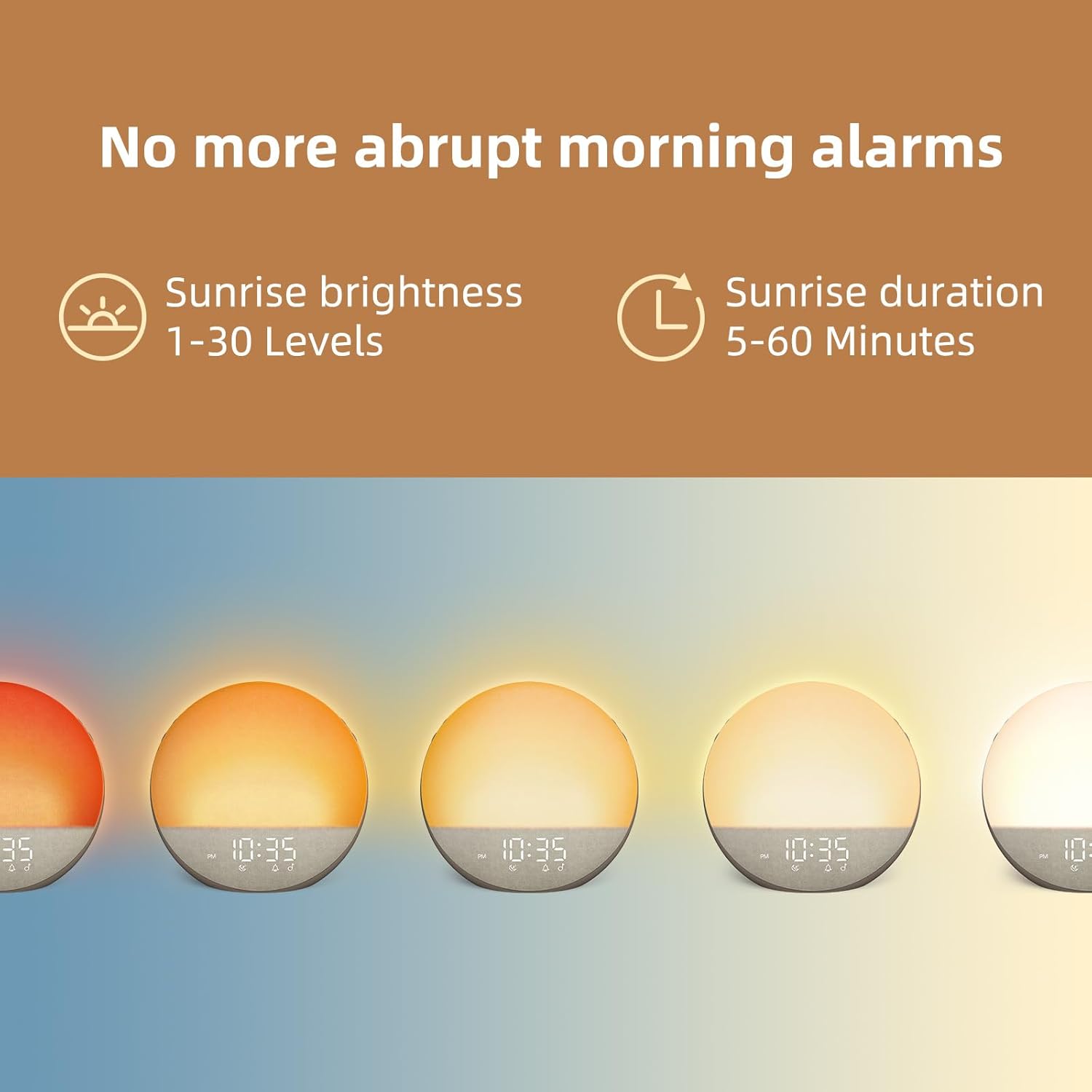 Odokee Sunrise Alarm Clock White Noise Machine: Natural Wake Up Light - Dimmable Clock with Bluetooth Speaker for Bedroom - 25 Sleep…