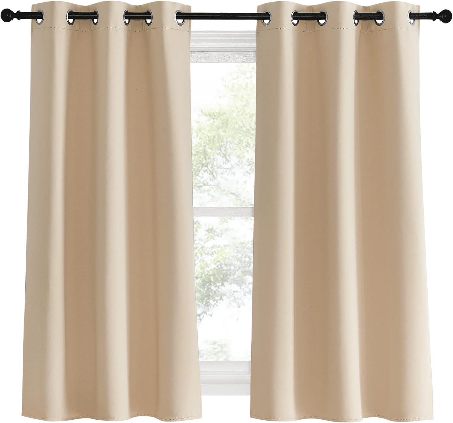 NICETOWN Blackout Curtain Panels for Living Room, Biscotti Beige, Set of 2, 34 by 60 Inch, Window Treatment Thermal Insulated Solid…