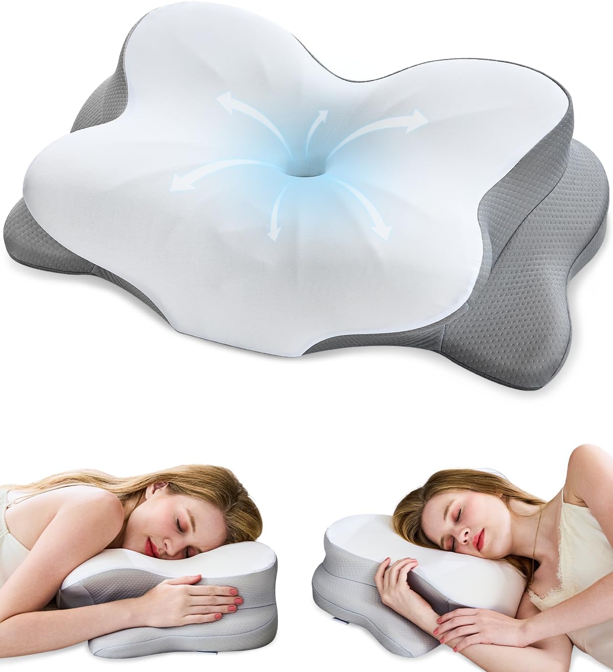 CosBed Cervical Neck Pillow, Ergonomic Memory Foam Pillow for Neck with Dual-Height Design, Breathable Pillowcase, Neck Support for Side Ba…