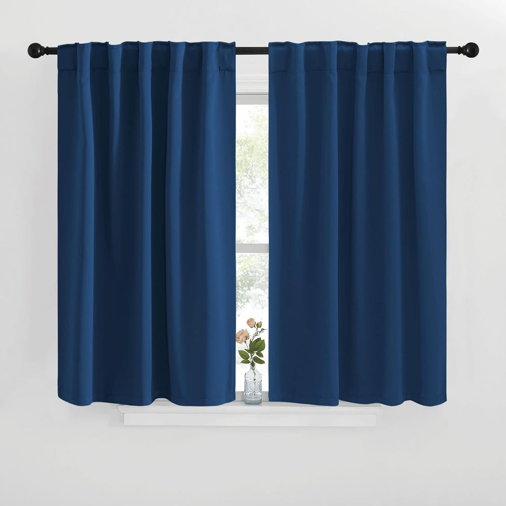 NICETOWN Window Treatment Blackout Curtains and Draperies - (Moroccan Blue Color) 42x40 inch, 2 Panels, Room Darkening Blackout Panel…