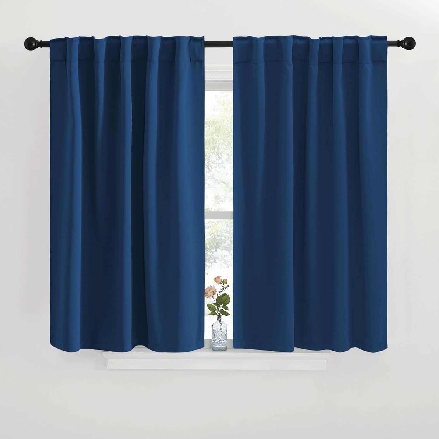 NICETOWN Window Treatment Blackout Curtains and Draperies - (Moroccan Blue Color) 42x40 inch, 2 Panels, Room Darkening Blackout Panel…