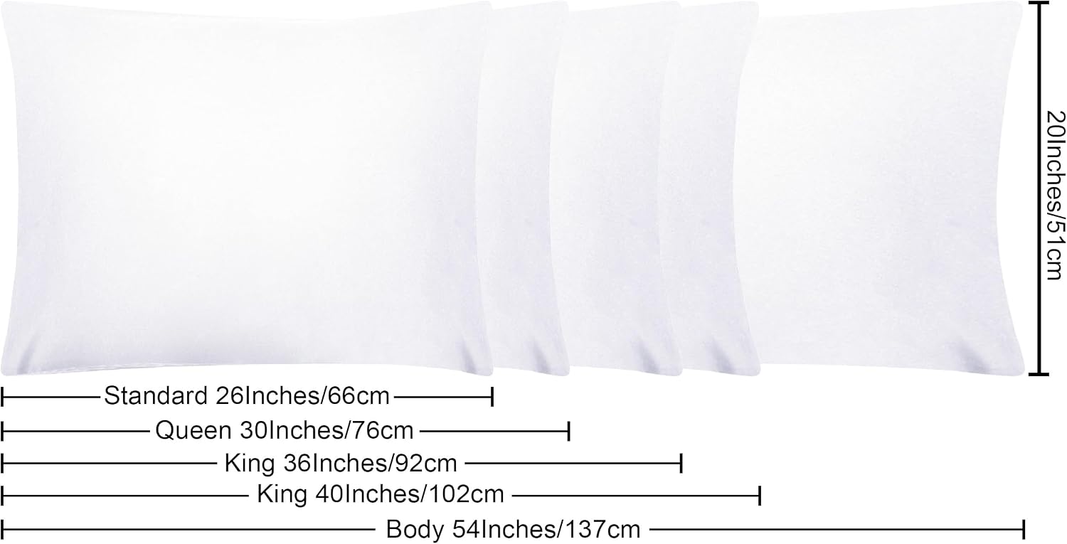 Ntbay Body Pillowcase - Brushed Microfiber 20x54 Pillowcase - Soft, Wrinkle-Free, Fade-Resistant, Stain-Resistant, White Body Pillow Cover…