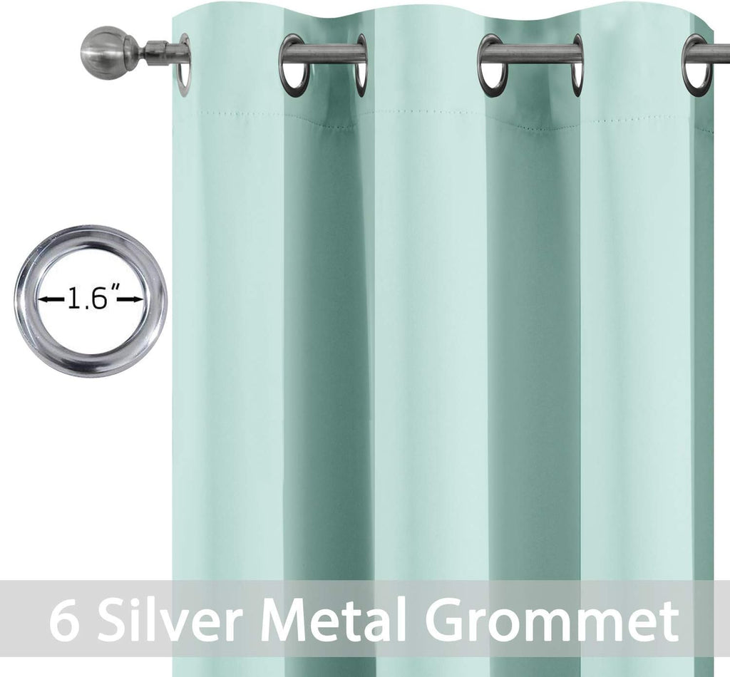 Yakamok Aqua Blackout Curtains for Bedroom, Grommet Thermal Insulated Room Darkening Blackout Drapes for Living Room, Set of 2 Panels (38…