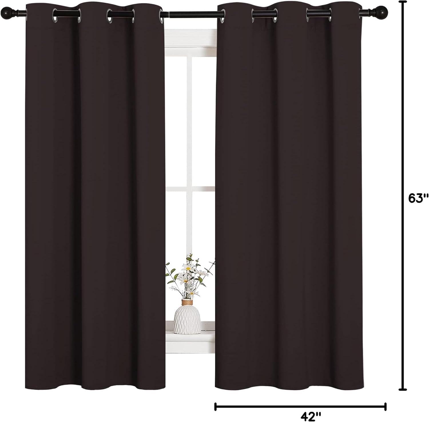 NICETOWN Triple Weave Microfiber Energy Saving Thermal Insulated Solid Grommet Blackout Curtains for Bedroom (2 Panels, 42 inches by 63…