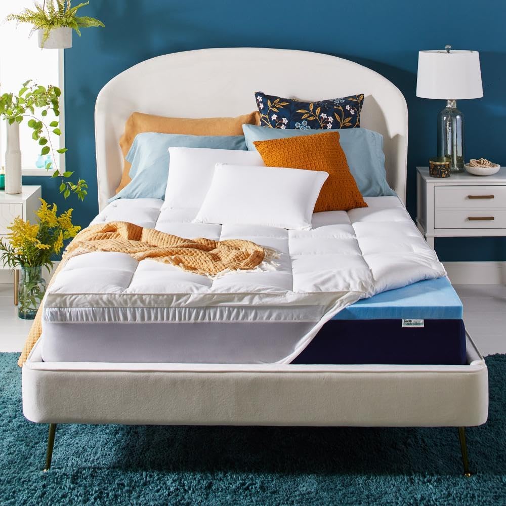 Sleep Innovations Dual Layer 4 Inch Memory Foam Mattress Topper, Full Size, Medium Support, 2 Inch Cooling Gel Memory Foam Plus 2 Inch…