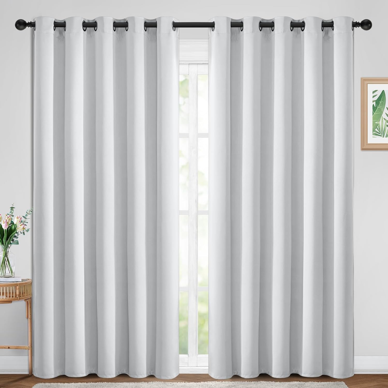 Yakamok Blackout Curtains Room Darkening Thermal Insulated Window Panels, Solid Grommet Top Drapes for Bedroom/Living Room(70Wx84L, Greyish…