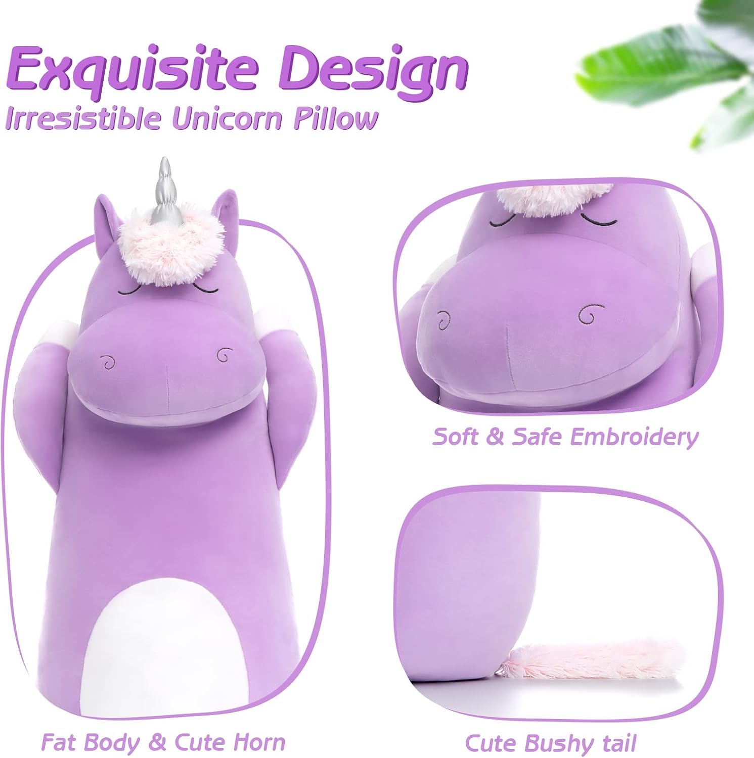 MorisMos Big Unicorn Stuffed Animal 3ft, 36.2'' Long Plush Unicorn Body Pillow for Girl Boy, Giant Stuffed Animal Body Pillow for…