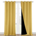 Nicetown 100% Blackout Blinds, Laundry Room Decor Window Treatment Curtains for Large Patio Sliding Door, Thermal Insulated Bright Yellow C…