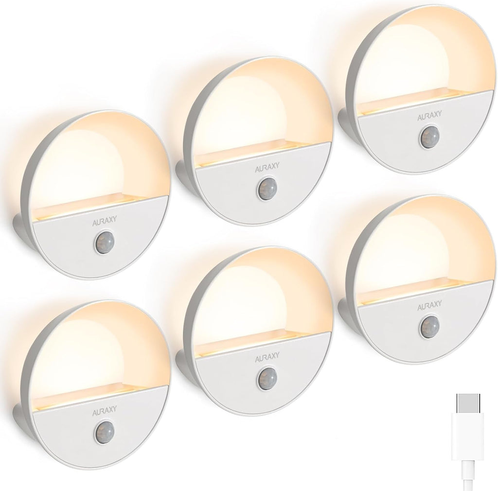 AURAXY Rechargeable Battery Night Light, Motion Sensor Night Light, LED Warm White Magnetic Stick-on Motion Sensored Hallway Light, with…