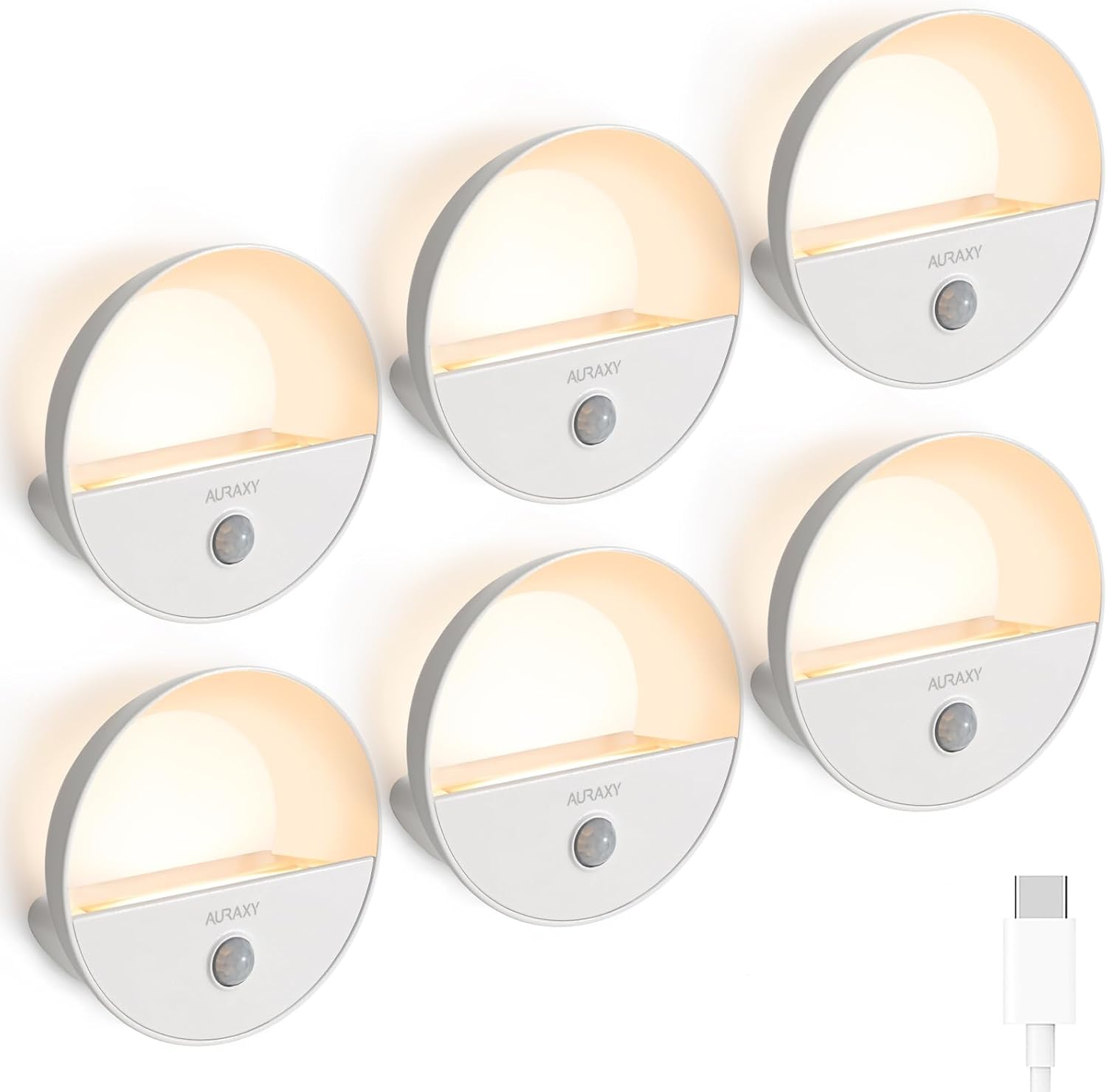 AURAXY Rechargeable Battery Night Light, Motion Sensor Night Light, LED Warm White Magnetic Stick-on Motion Sensored Hallway Light, with…