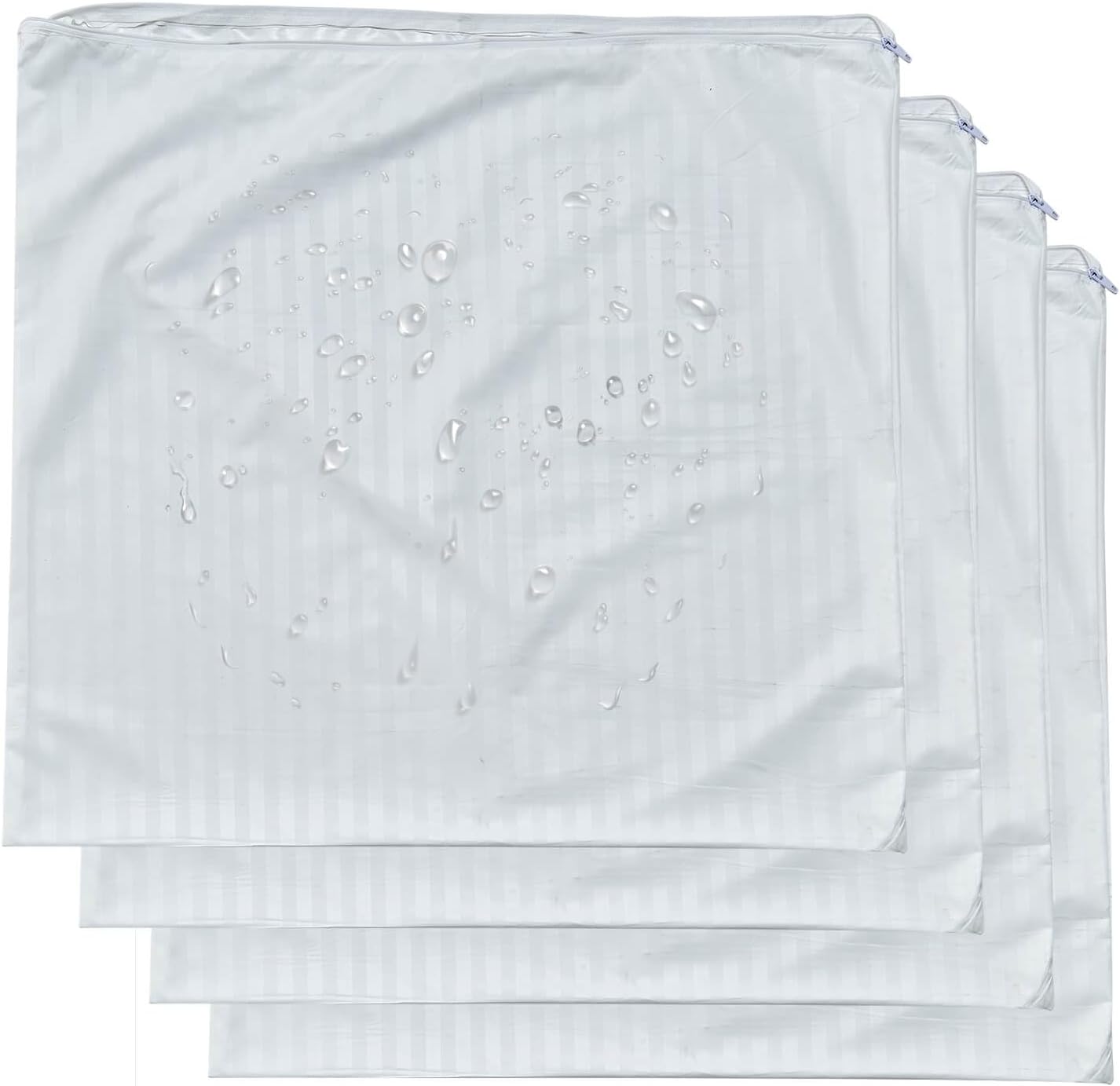 Kingnex 4 Pack Feather Proof Pillow Protectors 18x18 Waterproof Cover for Goose Down Square Throw Pillows