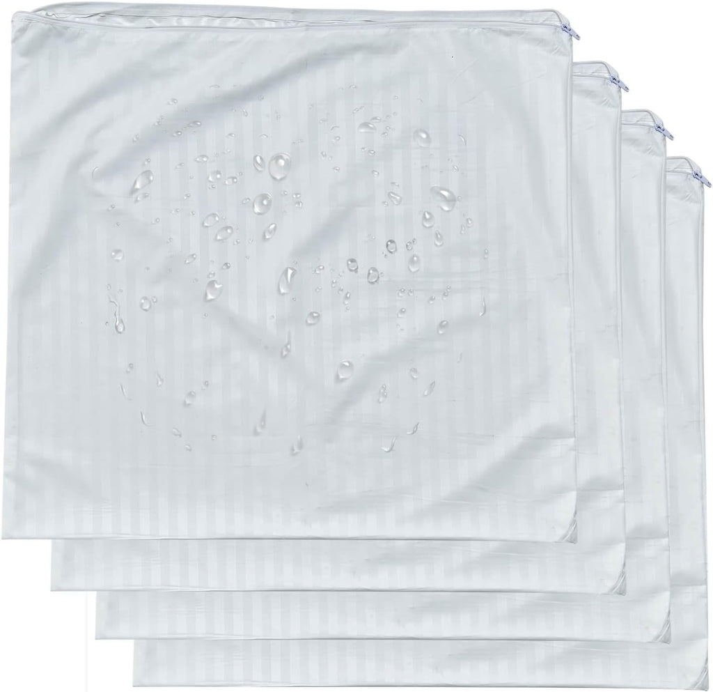 Kingnex 4 Pack Waterproof Drool Proof Feather Proof Striped Pillow Protectors for 13"x18" or 14"x19" or 12"x20" Lumbar or Travel Pillow