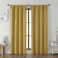 Simplebrand Ava Bright Gold Blackout Curtains for Bedroom 72 Inch Length 2 Panels Set, Privacy Thermal Insulated Rod Pocket Door Window Cur…