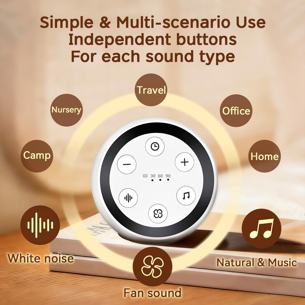 Battery Sound Machine Small White Noise Machine for Baby Kids Adult with 32 Volume Levels 32 Soothing Sounds Sleep Brown Noise Machine…