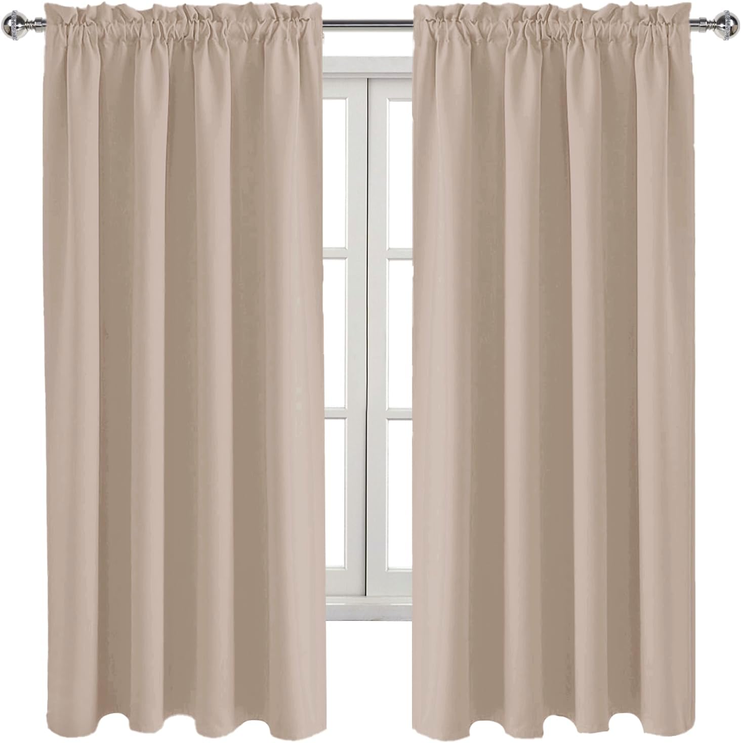 DWCN Blackout Curtains Thermal Insulated, Energy Saving & Noise Reducing Bedroom and Living Room Curtains, Camel, W 52x L 63 Inch, Set of…