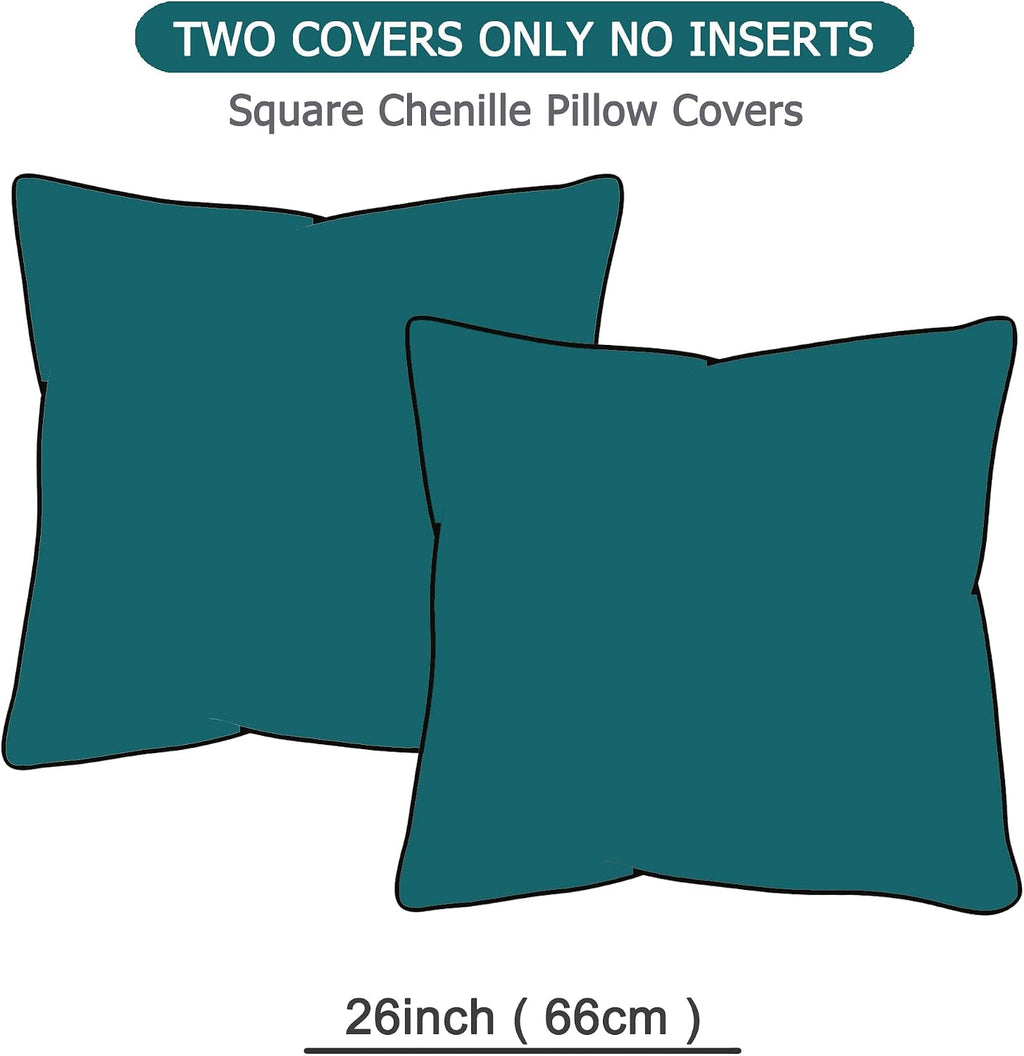 Gawamay Set of 2 Soft Textured Chenille Throw Pillow Covers 26x26 Inch (66x66 CM), Decorative Pillowcases Cushion Covers for Farmhouse Home…