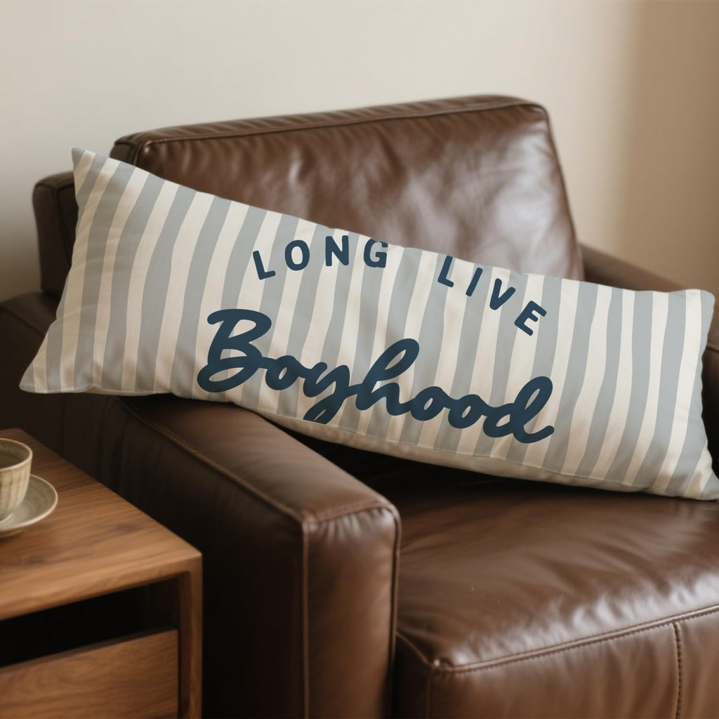 Long Live Boyhood 20x54 Body Pillow Cover for Boys Room Nursery, Boy Nursery Decor, Kids Playroom Decor, Trendy Retro Blue Boyhood…