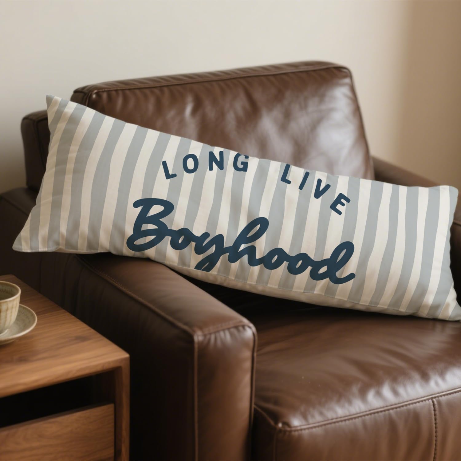 Long Live Boyhood 20x54 Body Pillow Cover for Boys Room Nursery, Boy Nursery Decor, Kids Playroom Decor, Trendy Retro Blue Boyhood…