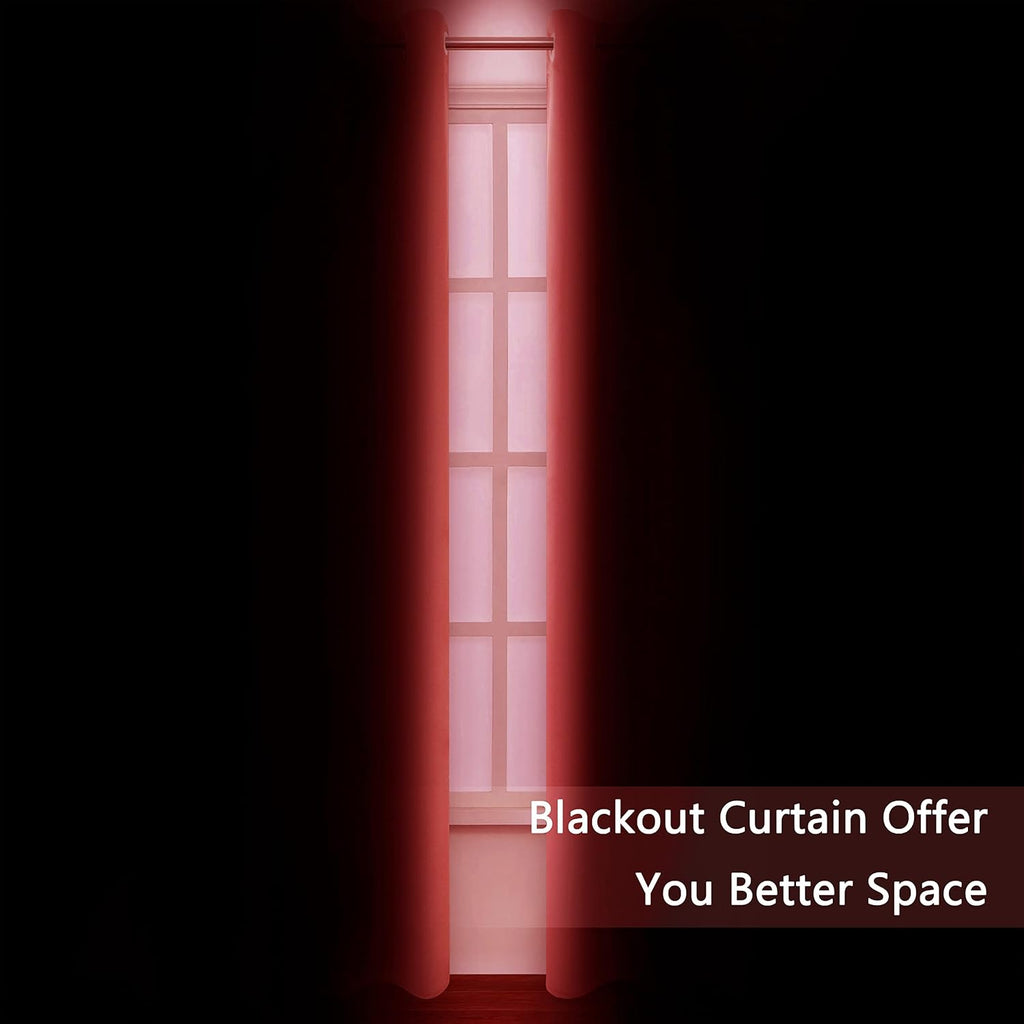 Lemomo Blackout Curtains 38 x 84 inch/Bright Red Curtains Set of 2 Panels/Thermal Insulated Room Darkening Bedroom Curtains 84 inch Red
