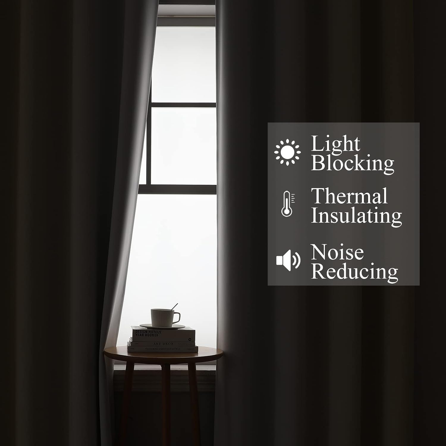 Estelartextiler Estelar Textiler Full Room Darkening Blackout Curtains 72 Inch Length 2 Panels Set, Ombre Greyish White and Beige Thermal I…