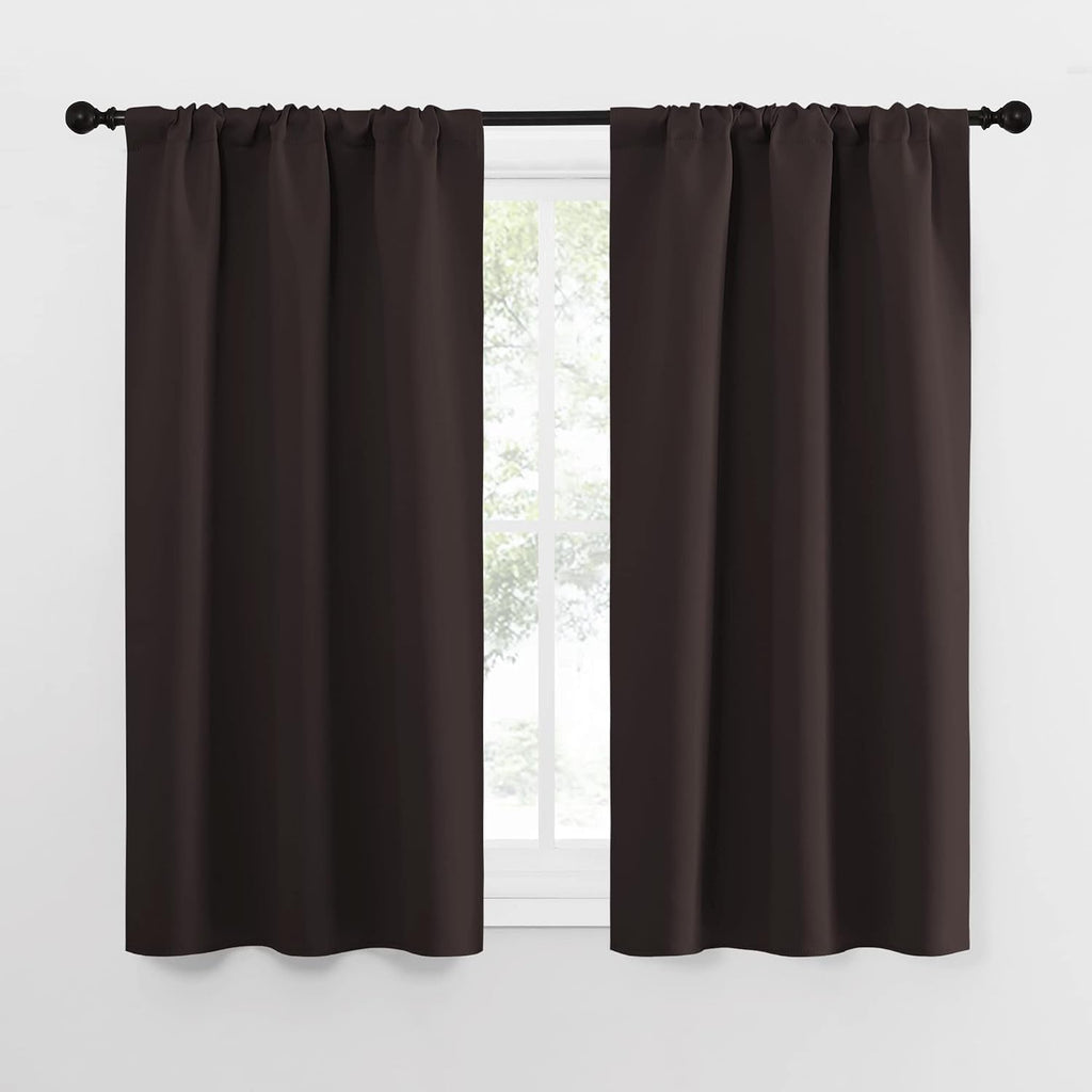 NICETOWN Kitchen Curtains Thermal Insulated Curtains & Drapes, Small Window Blackout Curtain Panels for Girls Room (Toffee Brown, 34"…
