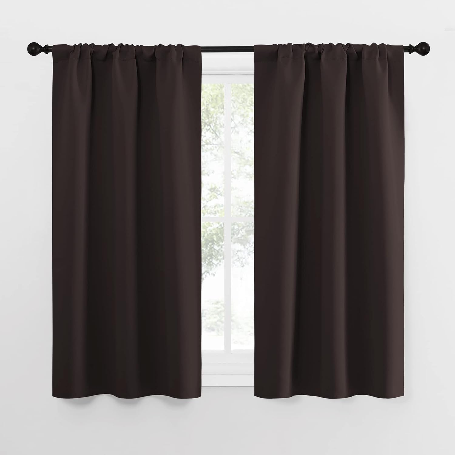 NICETOWN Kitchen Curtains Thermal Insulated Curtains & Drapes, Small Window Blackout Curtain Panels for Girls Room (Toffee Brown, 34"…