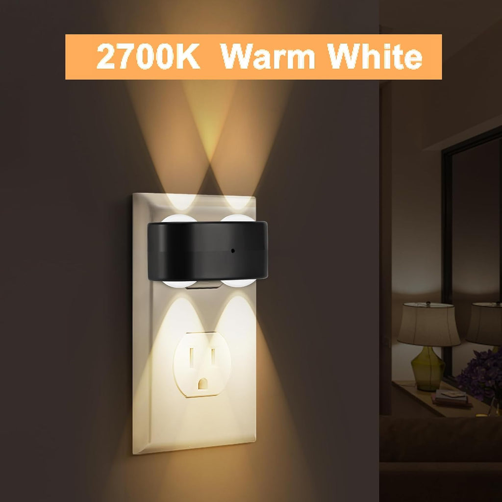 4-Pack LED Night Lights Plug into Wall, 2700K Soft White with Light Sensor, Ambient Lighting for Hallway, Bedroom, Bathroom, Nursery…
