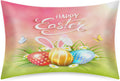 Happy Easter123 Satin Silk Pillowcase for Hair and Skin Pillow Cases Standard Size Soft Silk Pillow Case with Envelope Closure Print…