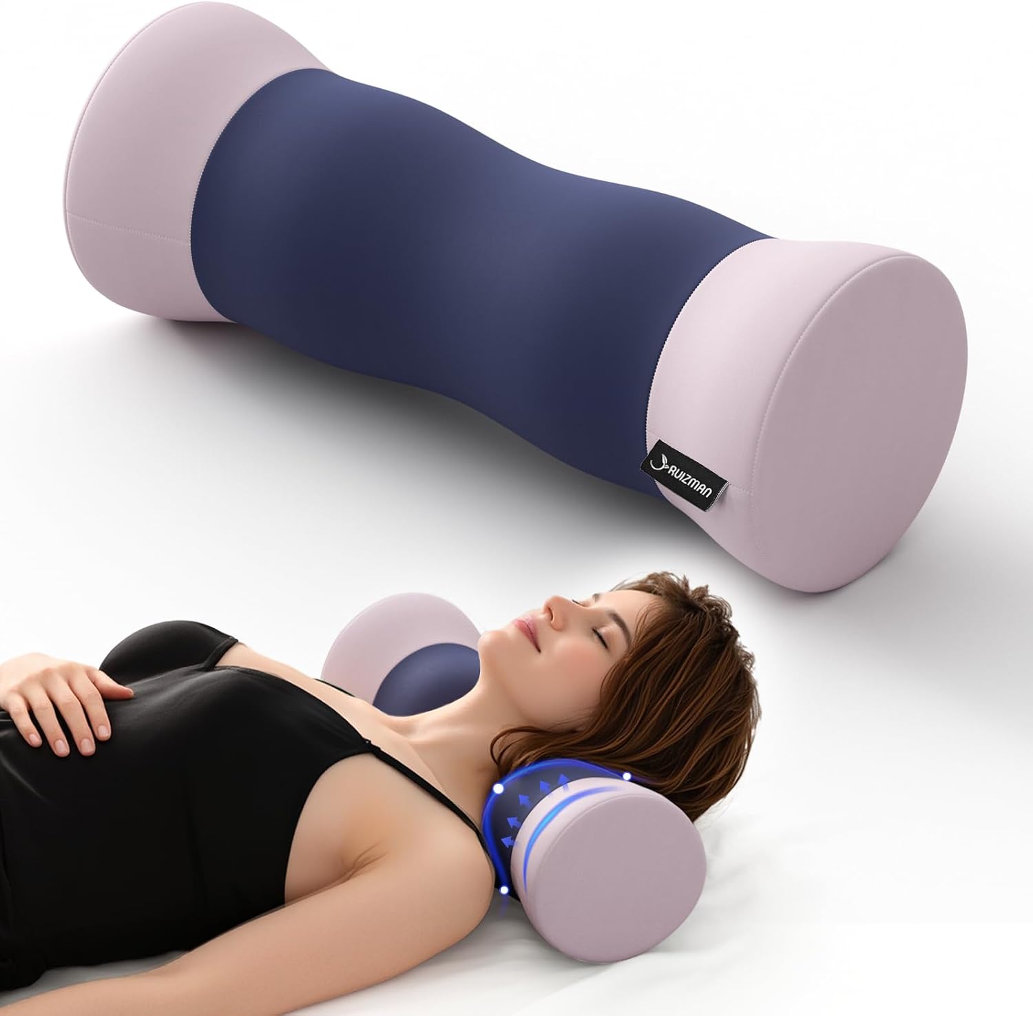 Neck Roll Pillow - Cooling Cover Round Neck Pillow for Sleeping - Memory Foam Cervical Roll Pillow - Ergonomic Bolster Pillow for Neck…