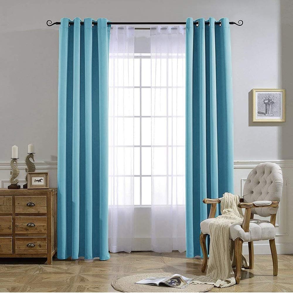 Nicetown Room Darkening Curtain Panels - (52 inches W x 120 inches L, Teal Blue, 2 Panels) Toddler Boy Bedroom Drapes with Grommet Top, Ene…
