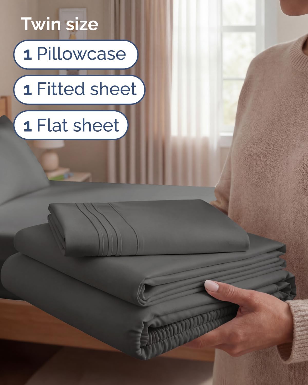 Twin Size 3 Piece Sheet Set - Comfy Breathable & Cooling Sheets - Hotel Luxury Bed Sheets for Women & Men - Deep Pockets, Easy-Fit, Extra…