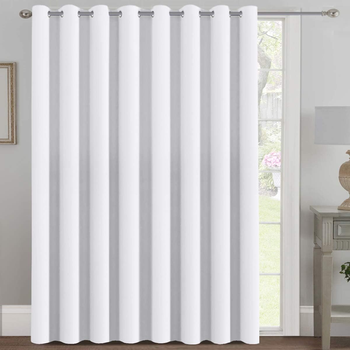H.VERSAILTEX Patio White Curtains for Sliding Door Extral Wide Curtain Panels Thermal Insulated Room Divider - Grommet Top, 9'…