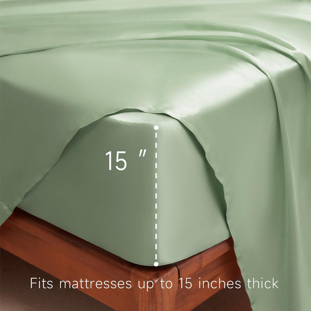 Golal Satin Sheets Twin XL Size - 3 Pieces Luxury Silky Soft Bed Sheets, Wrinkle-Free Sage Green Satin Silk Sheet Set with 1 Deep Pocket Fi…