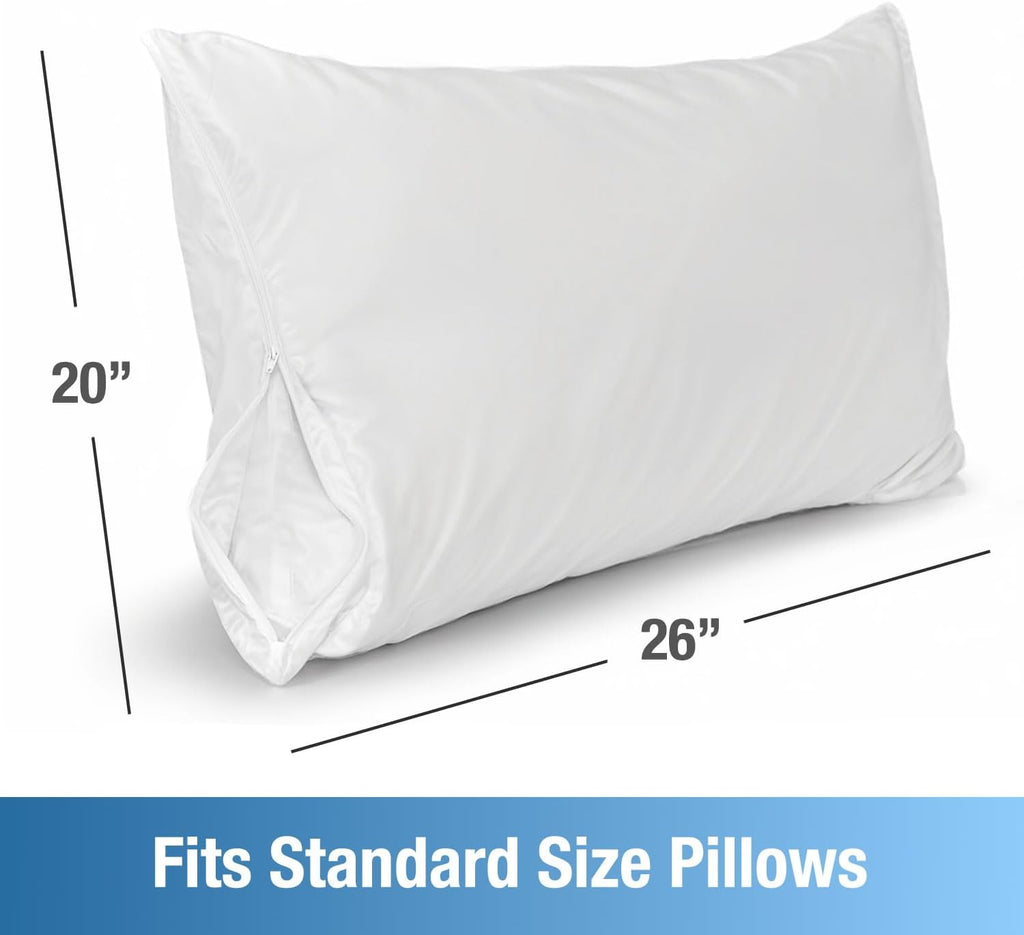 DMI (2 Pack) Premium Hypoallergenic Pillow Covers, 20" x 26" Zipper Pillow Cases Standard Size, Allergy Protector, Breathable and Dust…