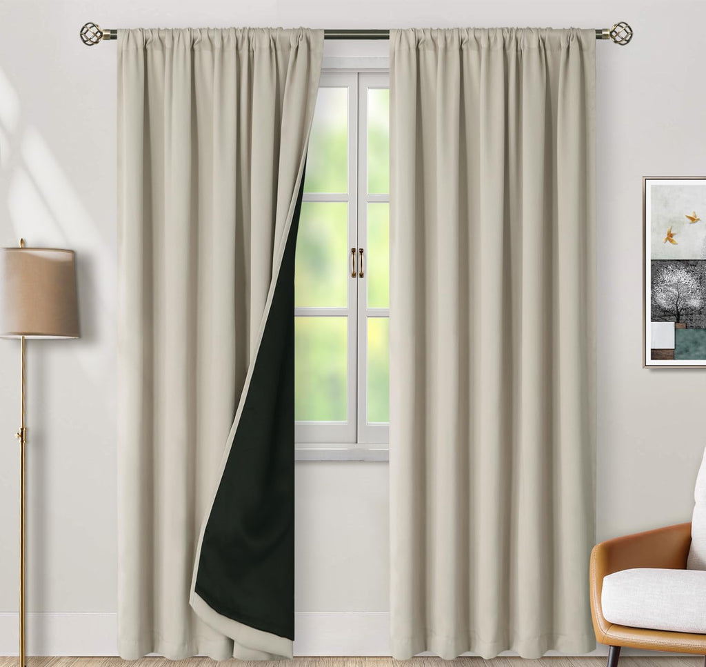BGment 100% Blackout Curtains 80 Inch Length with Thermal Insulation Liner, Room Darkening Noise Canceling Treatment Rod Pocket and Back…