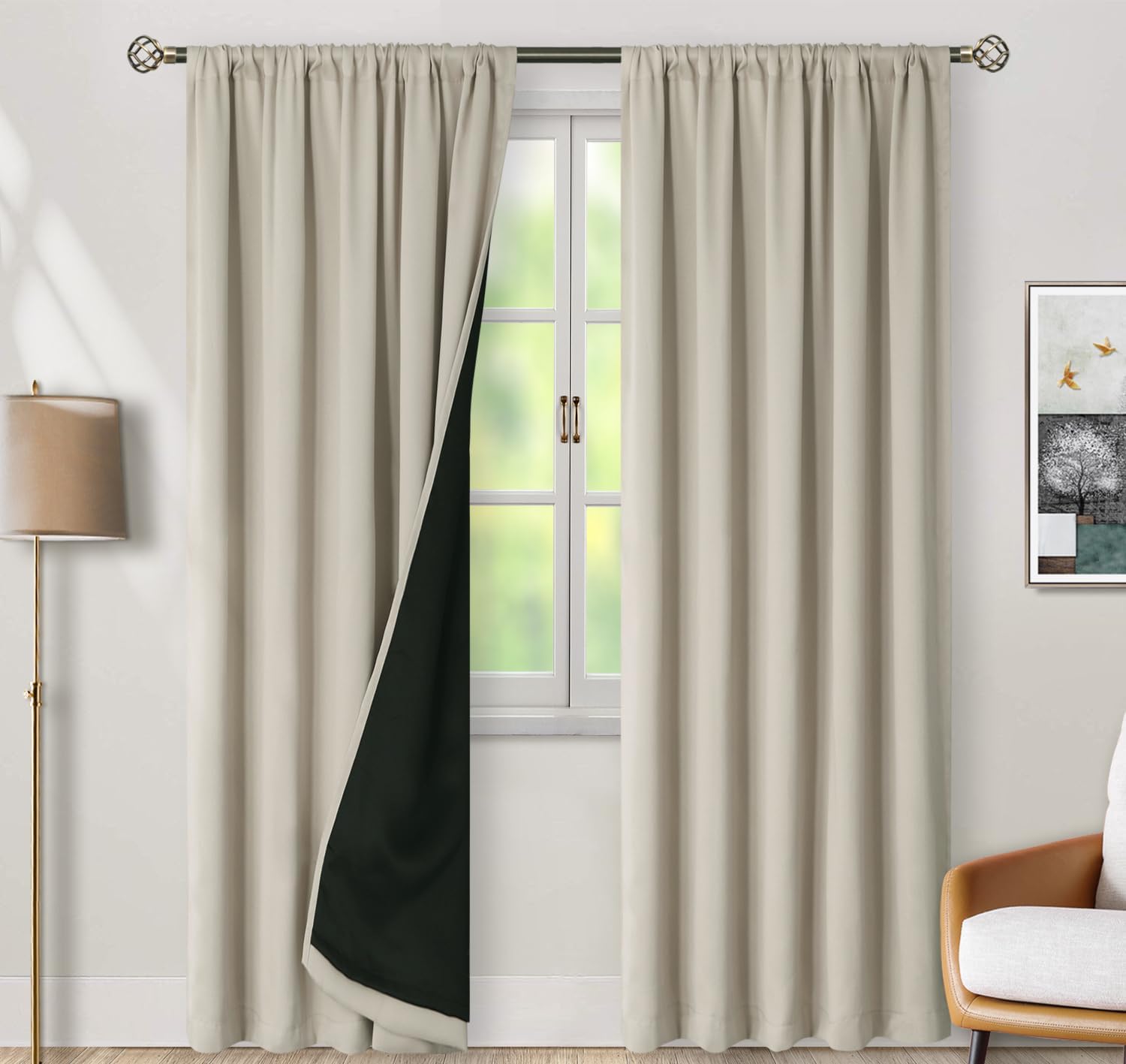 BGment 100% Blackout Curtains 80 Inch Length with Thermal Insulation Liner, Room Darkening Noise Canceling Treatment Rod Pocket and Back…