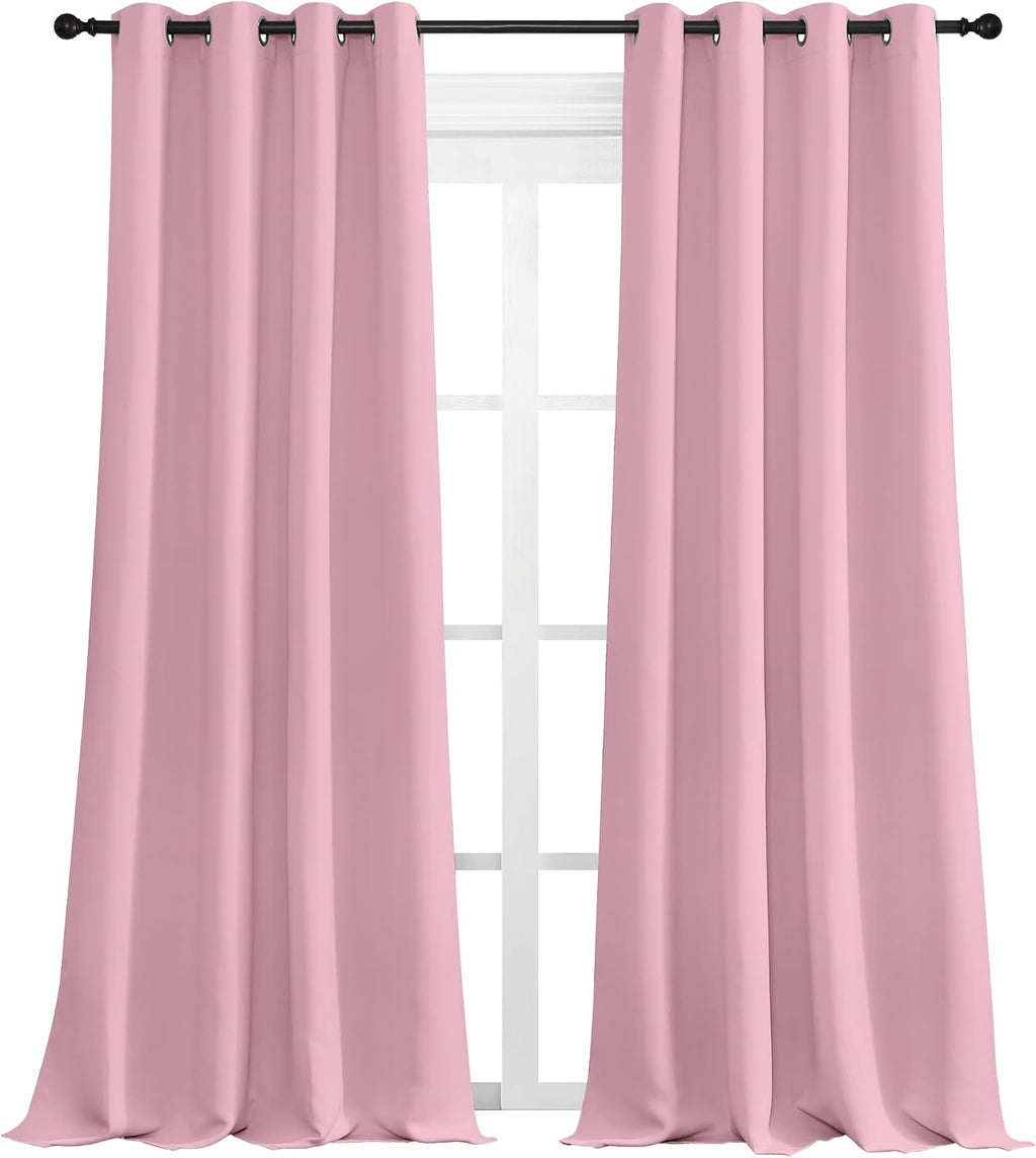 Nicetown Crystal Pink Blackout Curtains 108" Long, 55" Wide, 2 Pieces for Office, Dining, Guest Room - Sound Reducing, Heat and Cold Block…