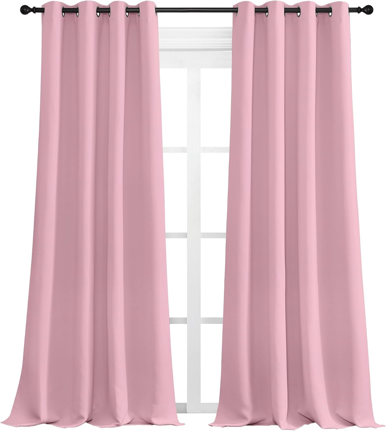 Nicetown Crystal Pink Blackout Curtains 108" Long, 55" Wide, 2 Pieces for Office, Dining, Guest Room - Sound Reducing, Heat and Cold Block…