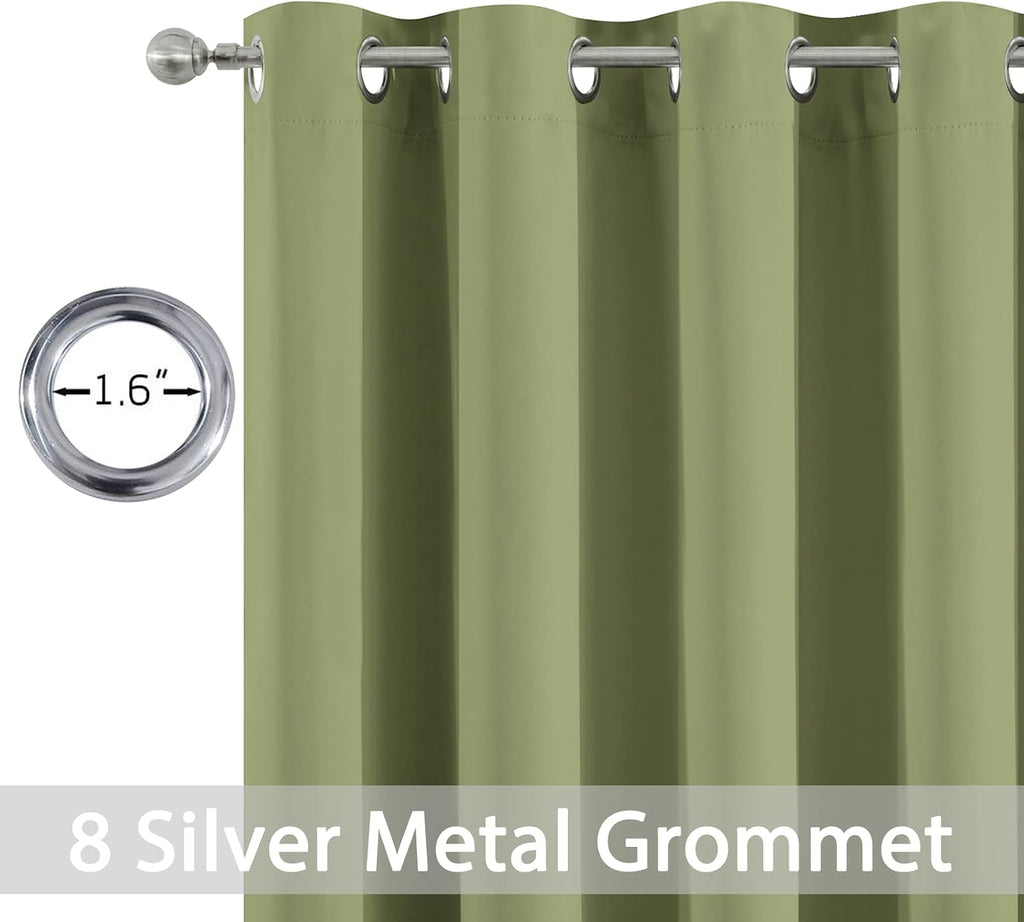 Yakamok Blackout Curtains for Bedroom, Thermal Insulated Blackout Grommet Top Drapes for Living Room, Sage Green,52x84 Inch, 2 Panels