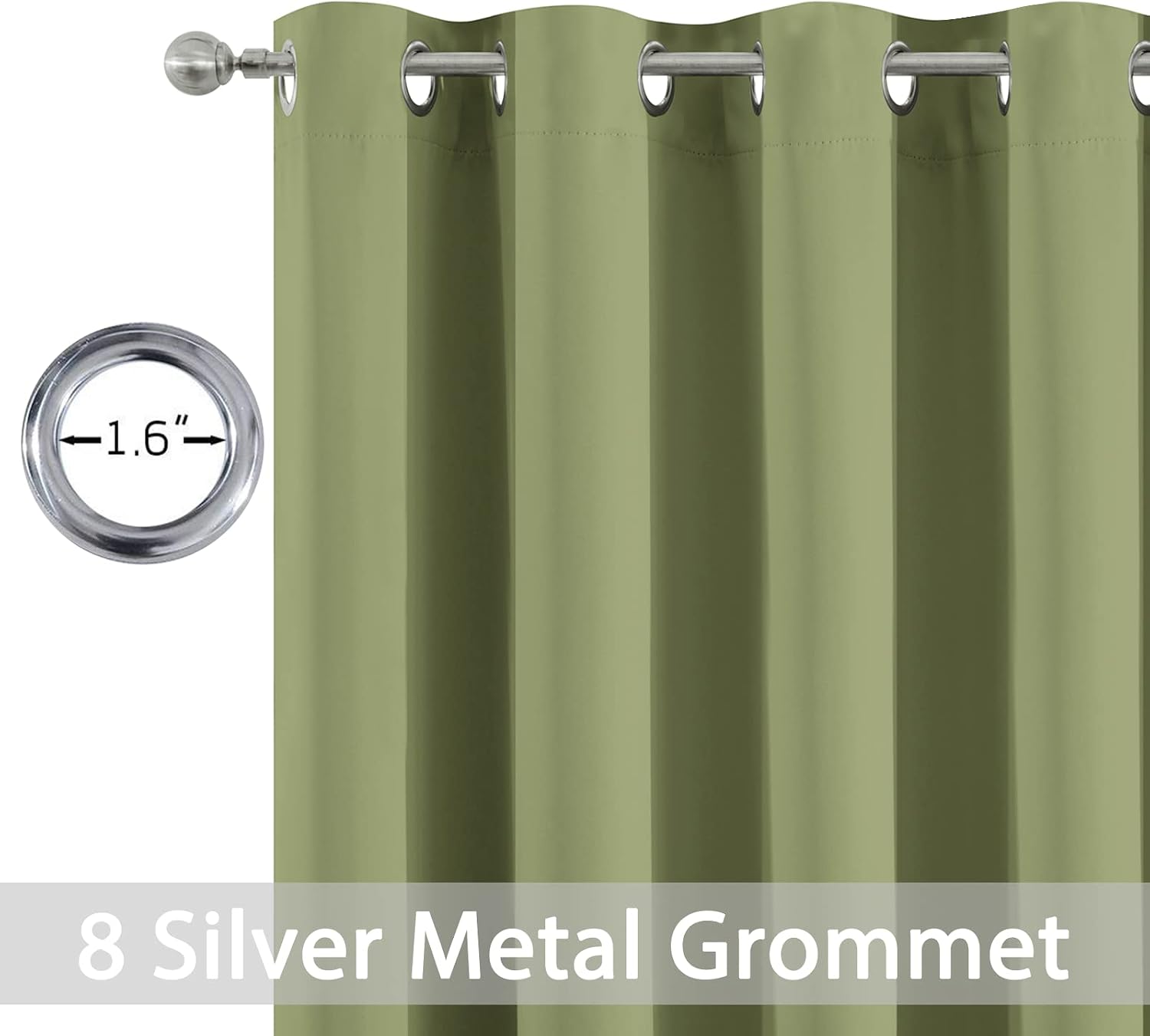 Yakamok 90 Inch Long Blackout Curtains Room Darkening Thermal Insulated with Grommet Window Curtain for Bedroom, 52Wx90L inch, Sage…