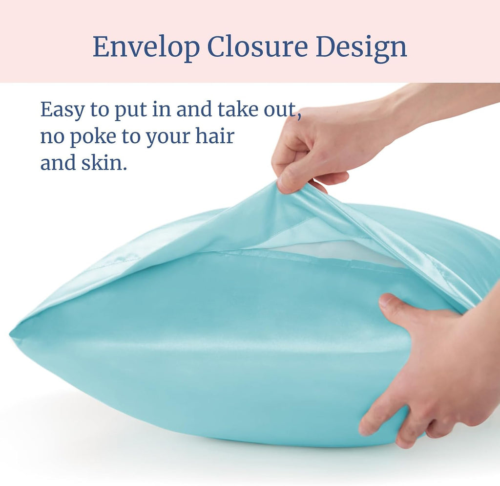 Bedelite Satin Pillowcase for Hair and Skin, Super Soft and Cooling Similar to Silk Pillow Cases 2 Pack with Envelope Closure, Gift for Wom…
