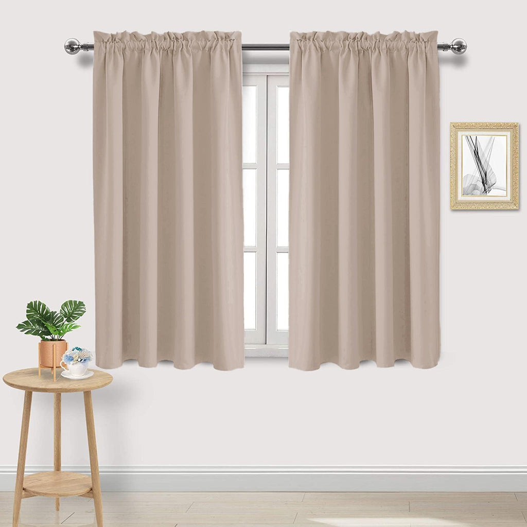 DWCN Blackout Curtains for Living Room Thermal Insulated, Energy Saving & Noise Reducing Bedroom Curtains, Camel, W 52x L 54 Inch, Set of…