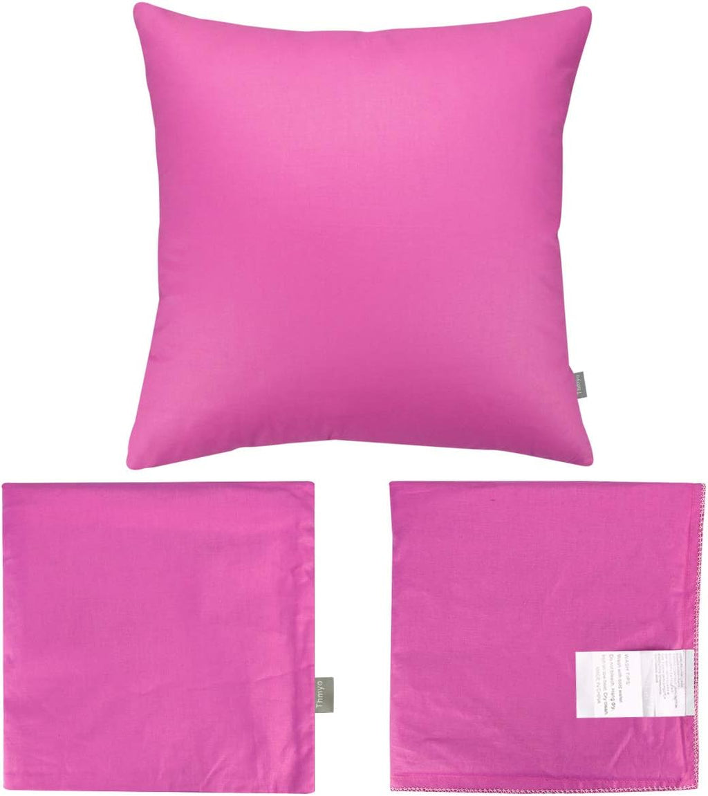 Thmyo 4-Pack 100% Cotton Comfortable Solid Decorative Throw Pillow Case, Square Cushion Cover Pillowcase Sublimation Blank Pillow Covers DI…