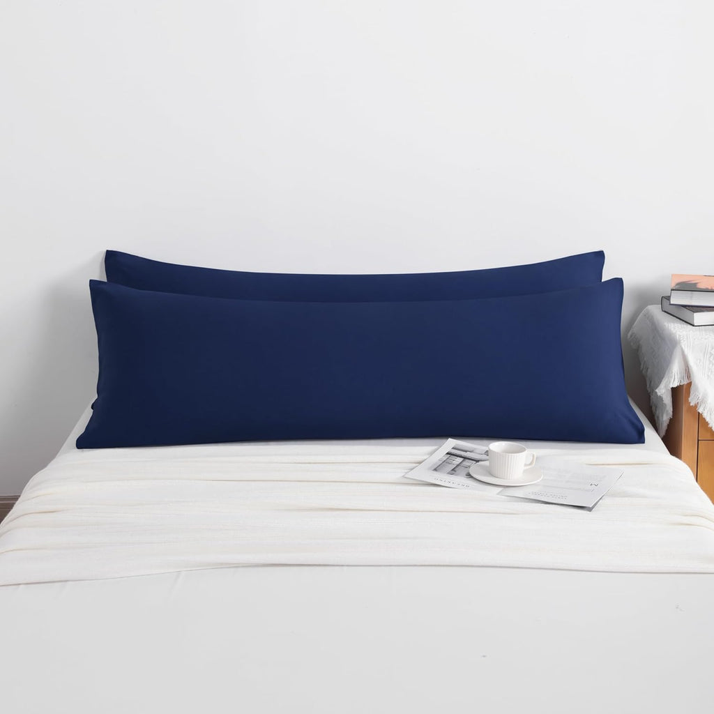 Ntbay Body Pillow Cases Set of 2, 2 Pack Brushed Microfiber 20x54 Pillow Cases, Soft, Wrinkle, Fade, Stain Resistant Navy Blue Pillow Cases…